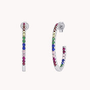 Inside Out Large Hoop Earrings Multi Color Gemstone Earrings