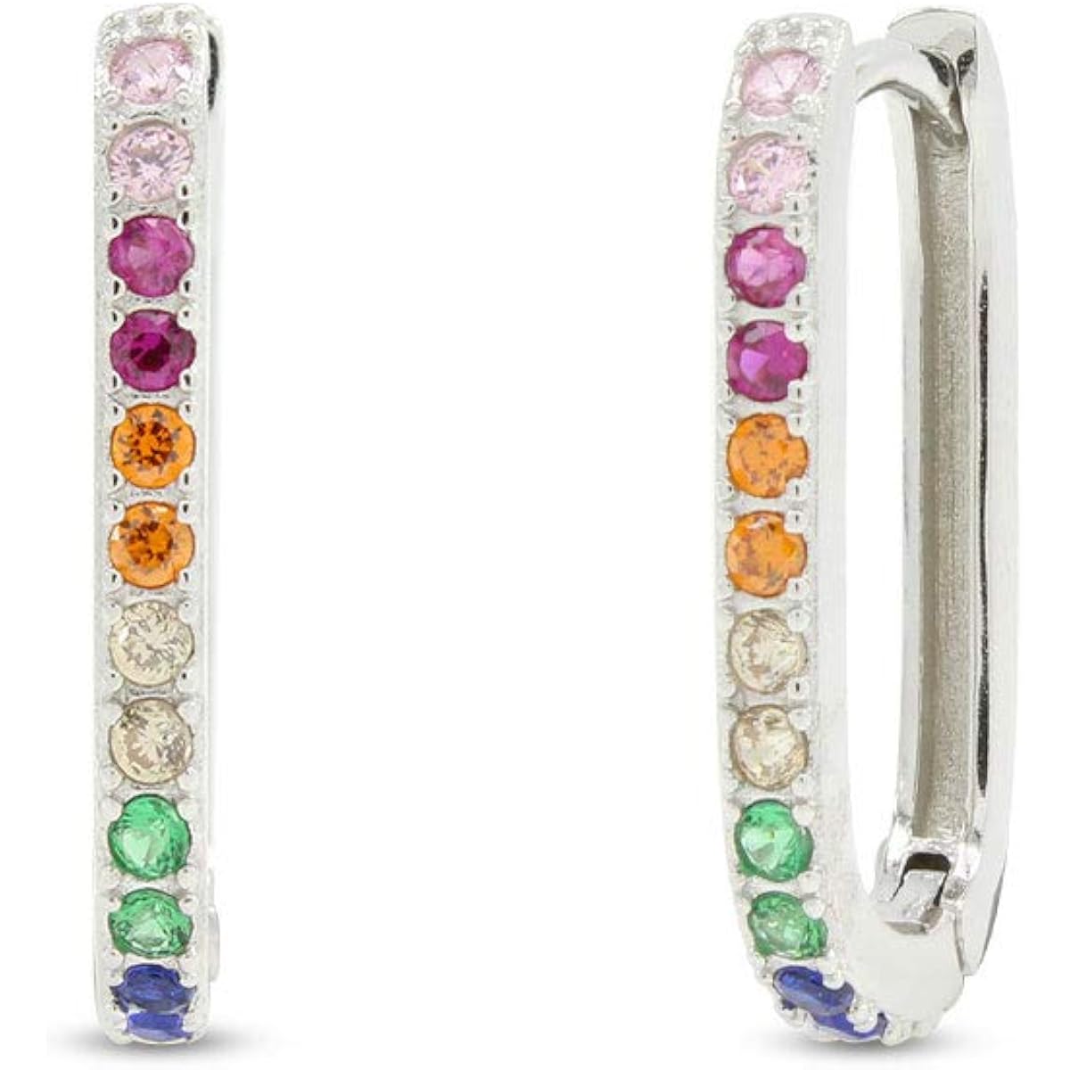Hinged Oval Hoop Earrings Multi Color Gemstone Earrings