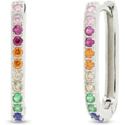 Hinged Oval Hoop Earrings Multi Color Gemstone Earrings