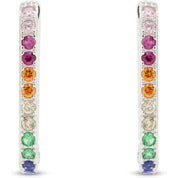 Hinged Oval Hoop Earrings Multi Color Gemstone Earrings