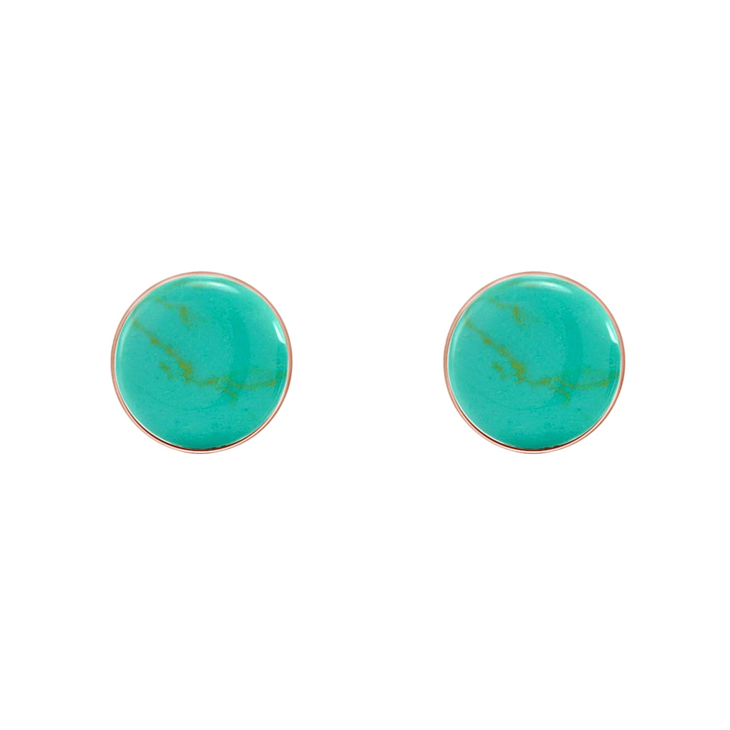 7MM Turquoise Gemstone Dome Button Stud Earrings Sterling Silver