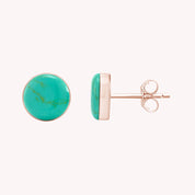 7MM Turquoise Gemstone Dome Button Stud Earrings Sterling Silver