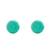 7MM Turquoise Gemstone Dome Button Stud Earrings Sterling Silver