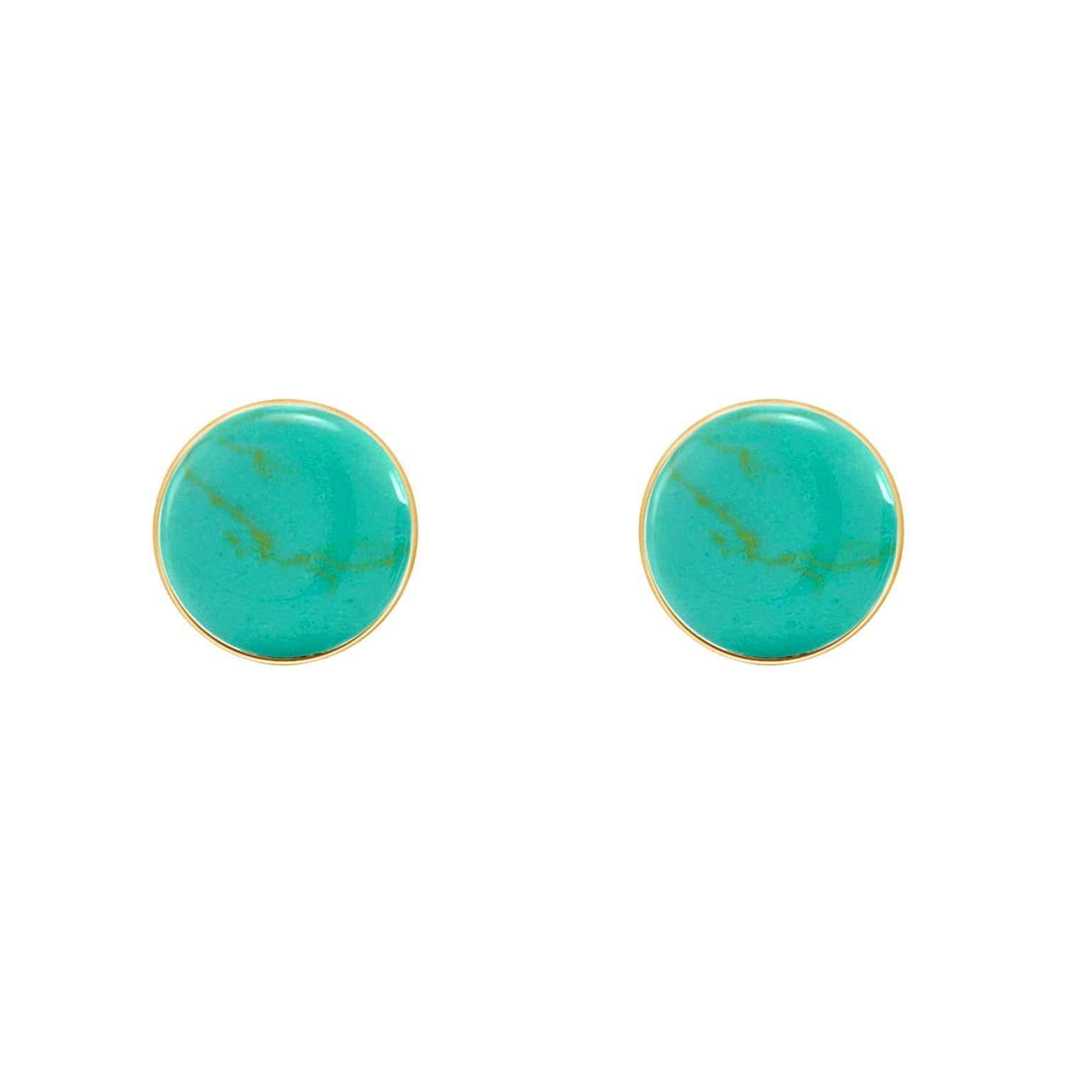 7MM Turquoise Gemstone Dome Button Stud Earrings Sterling Silver