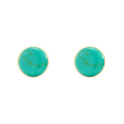 7MM Turquoise Gemstone Dome Button Stud Earrings Sterling Silver