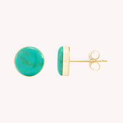 7MM Turquoise Gemstone Dome Button Stud Earrings Sterling Silver