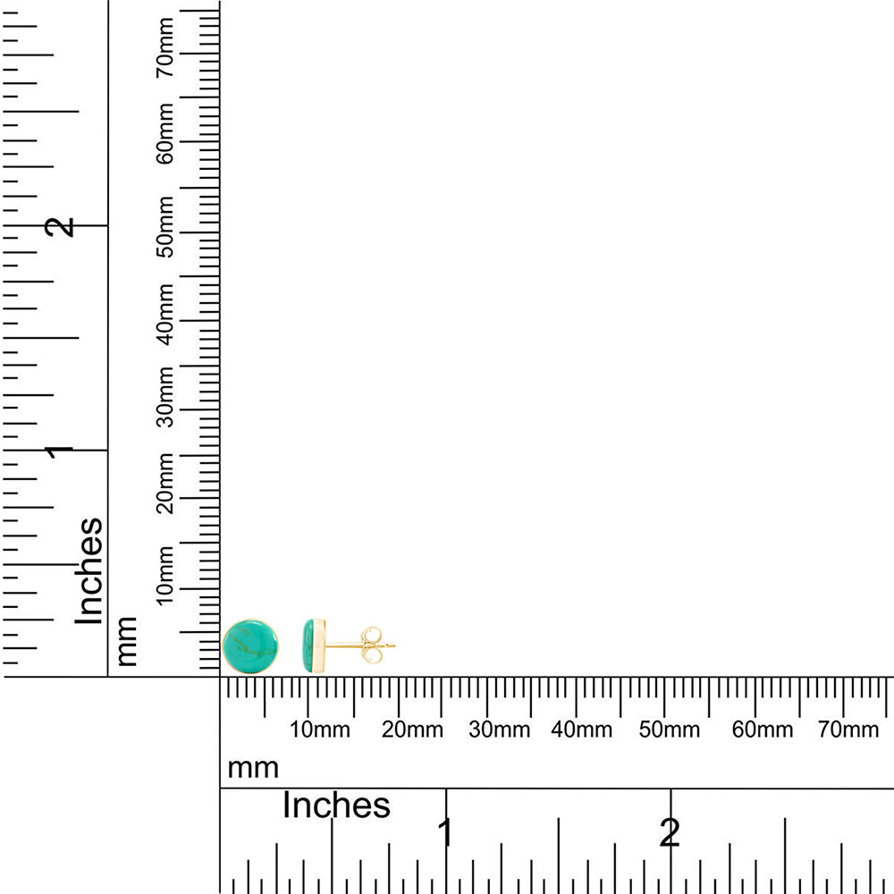 7MM Turquoise Gemstone Dome Button Stud Earrings Sterling Silver