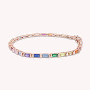 Multi Color Rainbow Cubic Zirconia Tennis Bracelet Sterling Silver