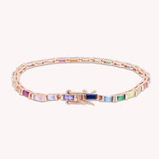 Multi Color Rainbow Cubic Zirconia Tennis Bracelet Sterling Silver