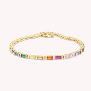 Multi Color Rainbow Cubic Zirconia Tennis Bracelet Sterling Silver