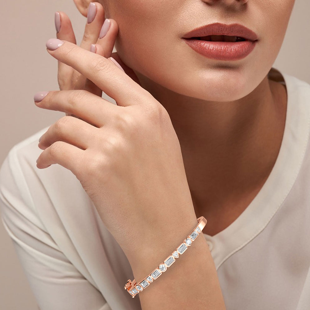 Tennis Bangle Bracelet Multi Shape In Lab Created Moissanite