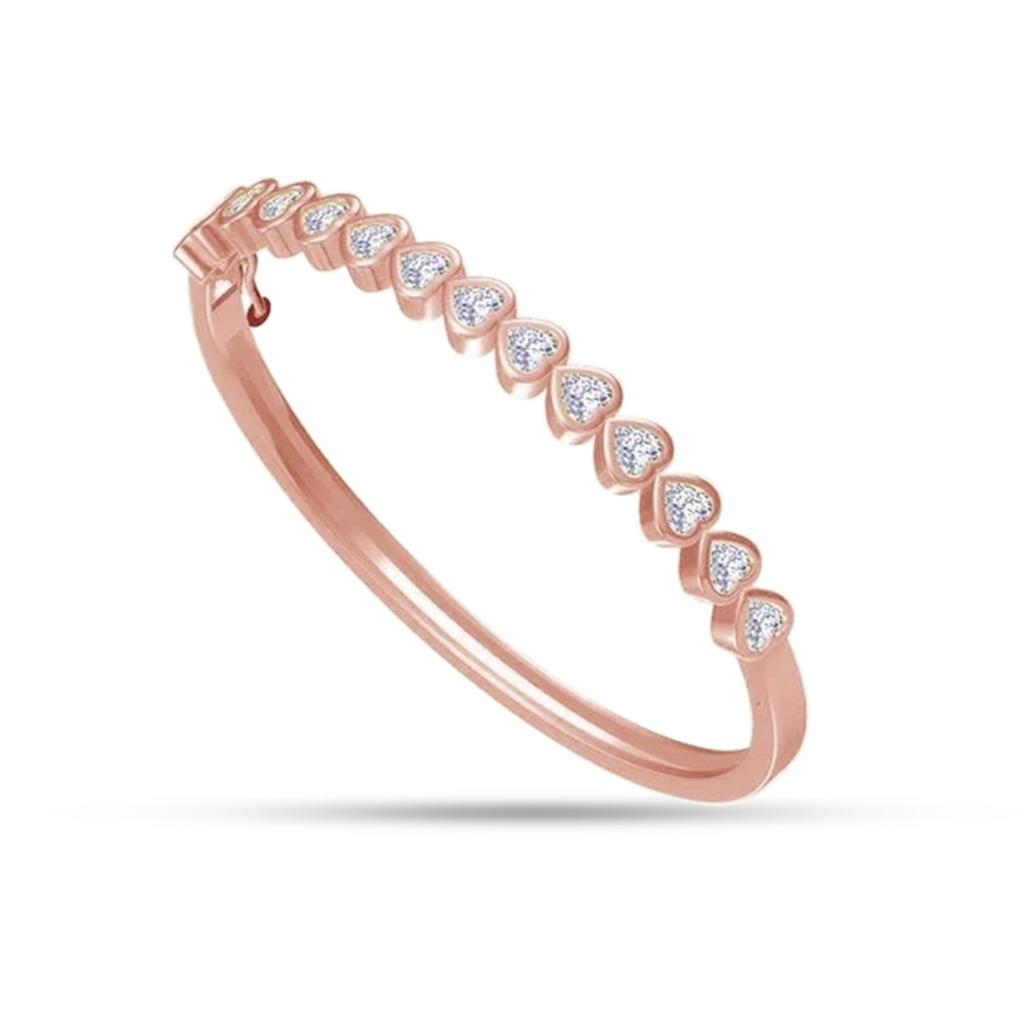 4MM Heart Shape White Cubic Zirconia Bangle Bracelet