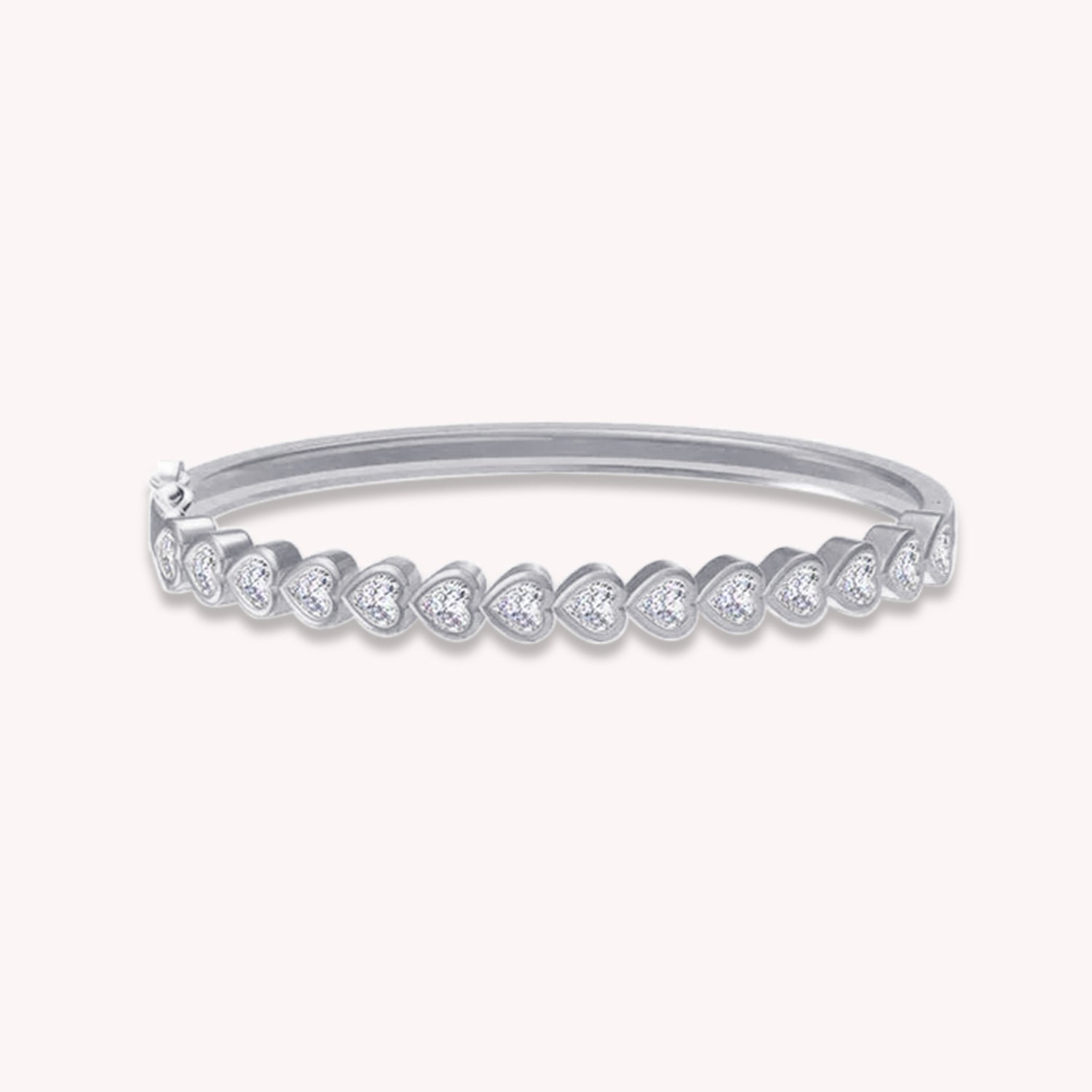 4MM Heart Shape White Cubic Zirconia Bangle Bracelet