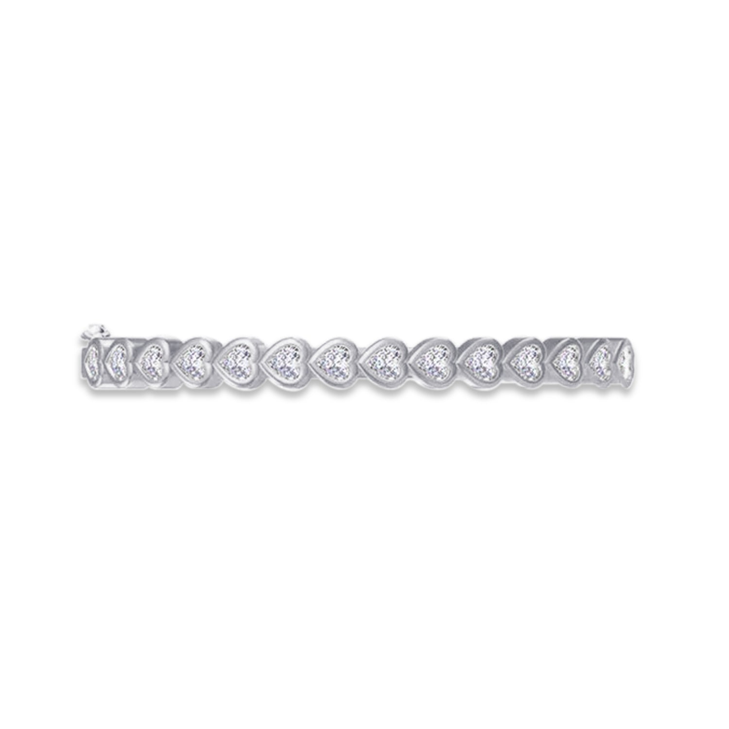 4MM Heart Shape White Cubic Zirconia Bangle Bracelet