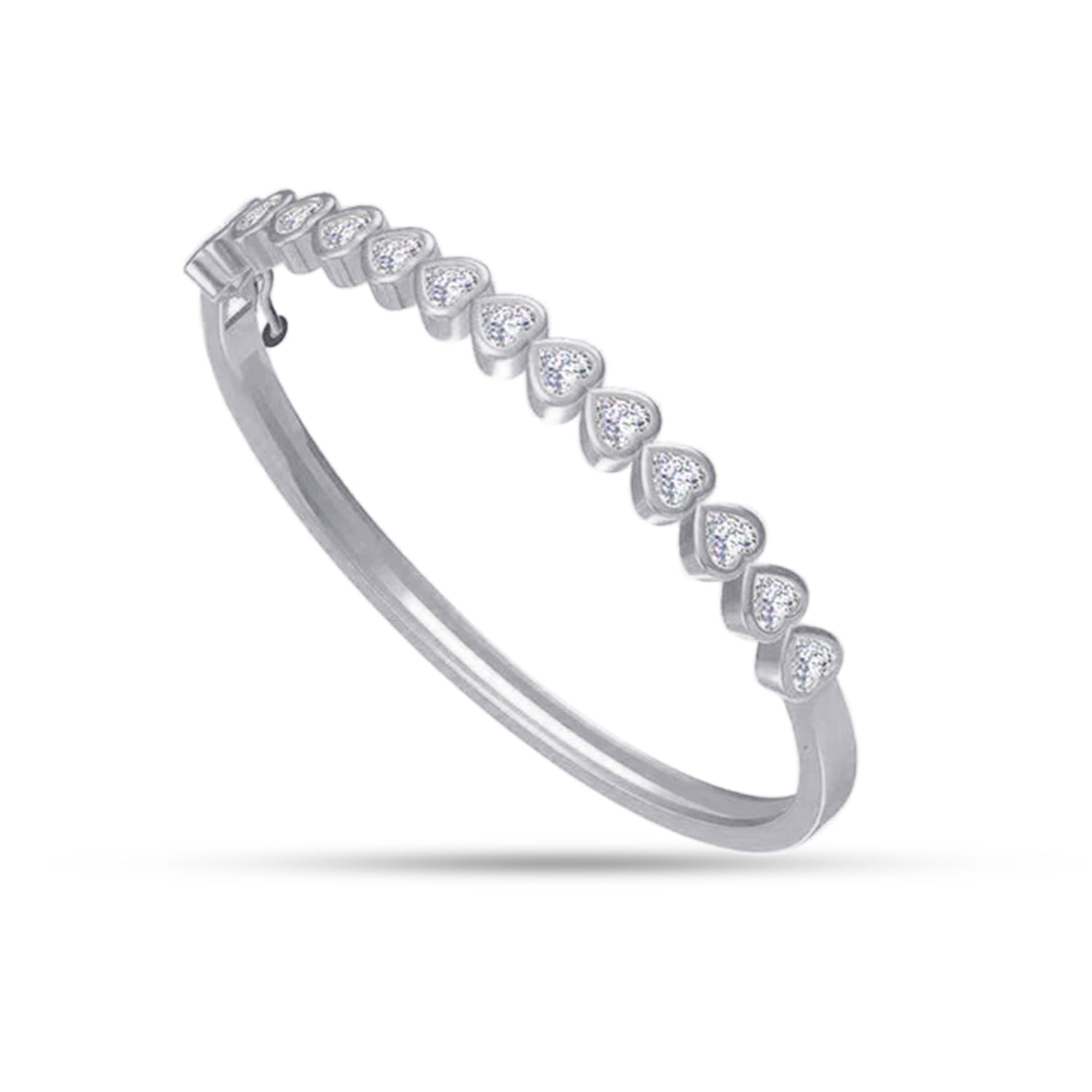 Heart Shape 4mm Lab Created Moissanite Bangle Bracelet