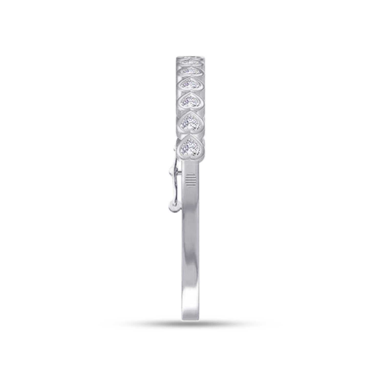 4MM Heart Shape White Cubic Zirconia Bangle Bracelet