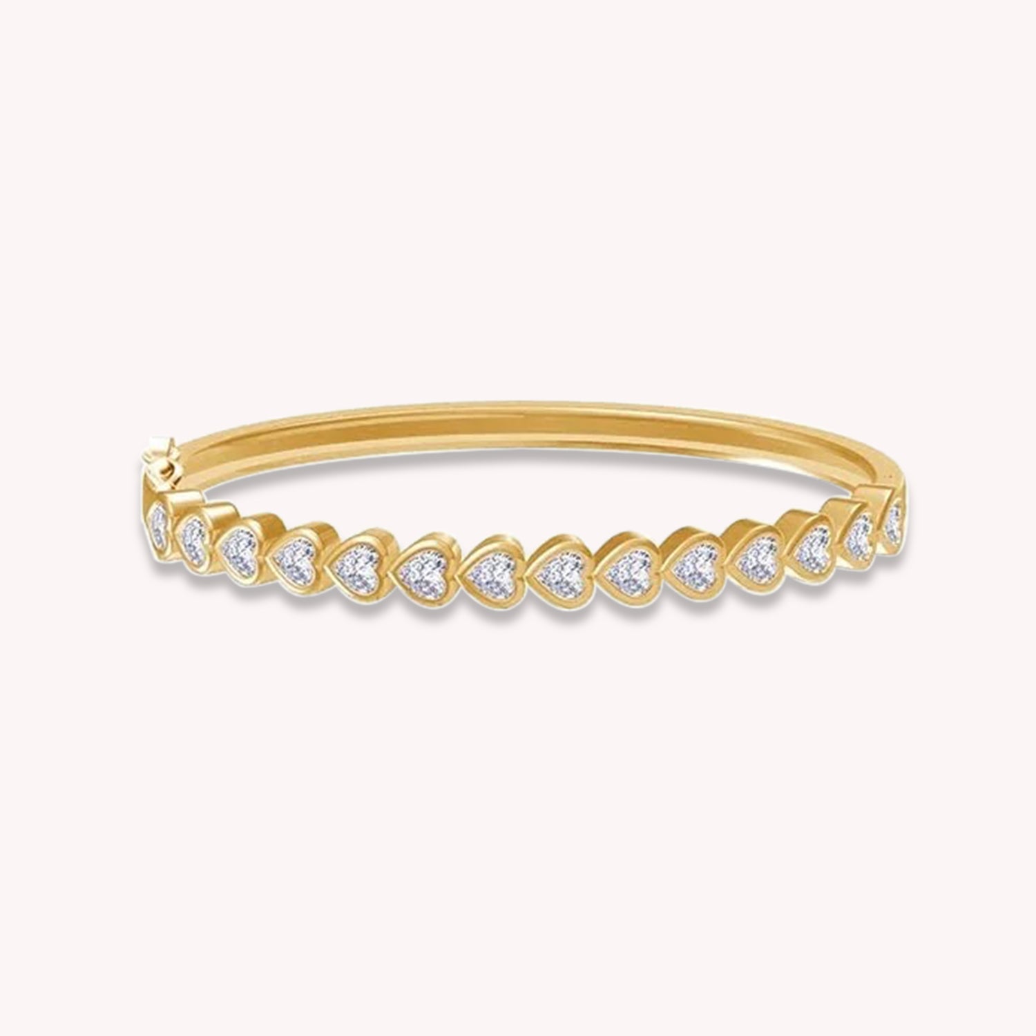 4MM Heart Shape White Cubic Zirconia Bangle Bracelet