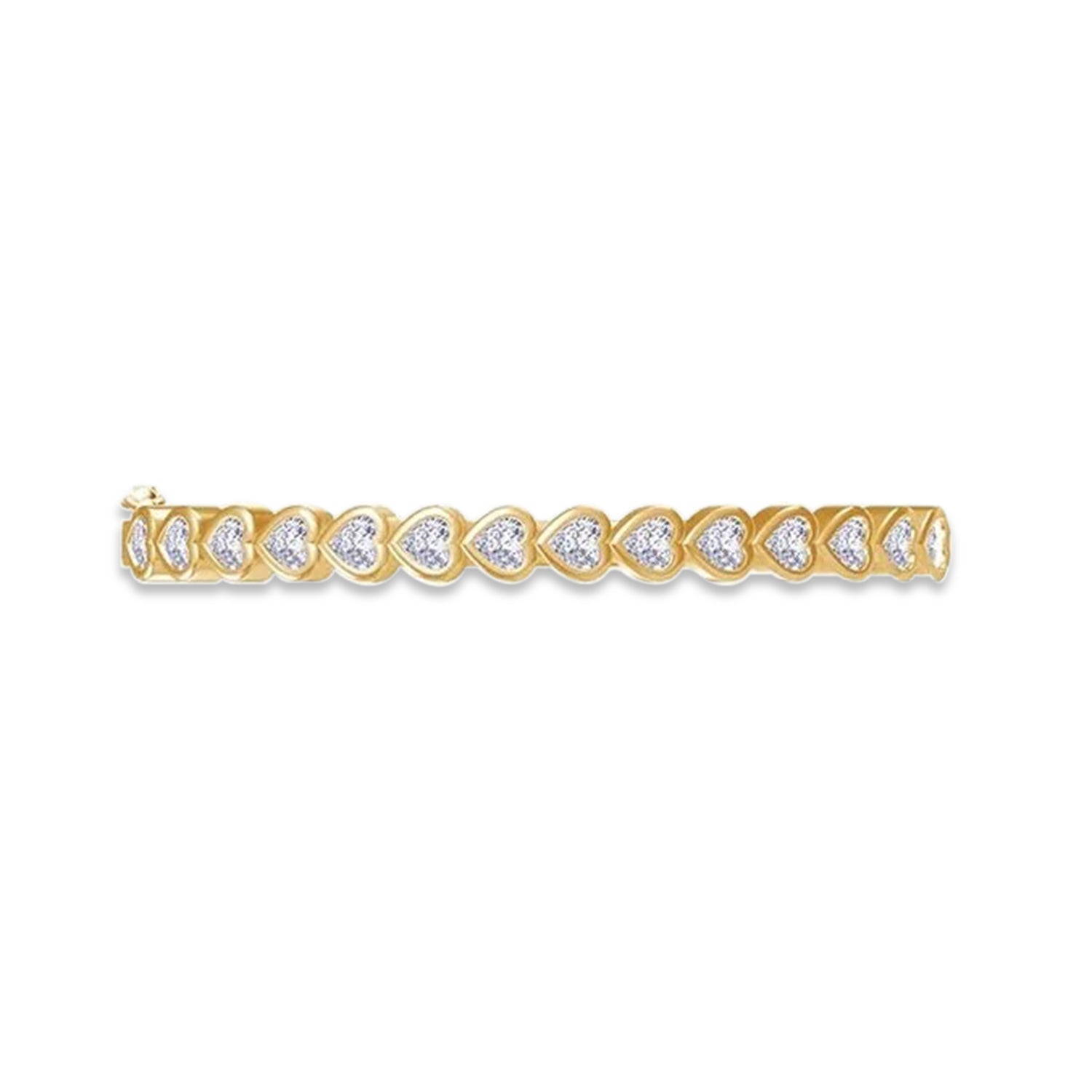 4MM Heart Shape White Cubic Zirconia Bangle Bracelet