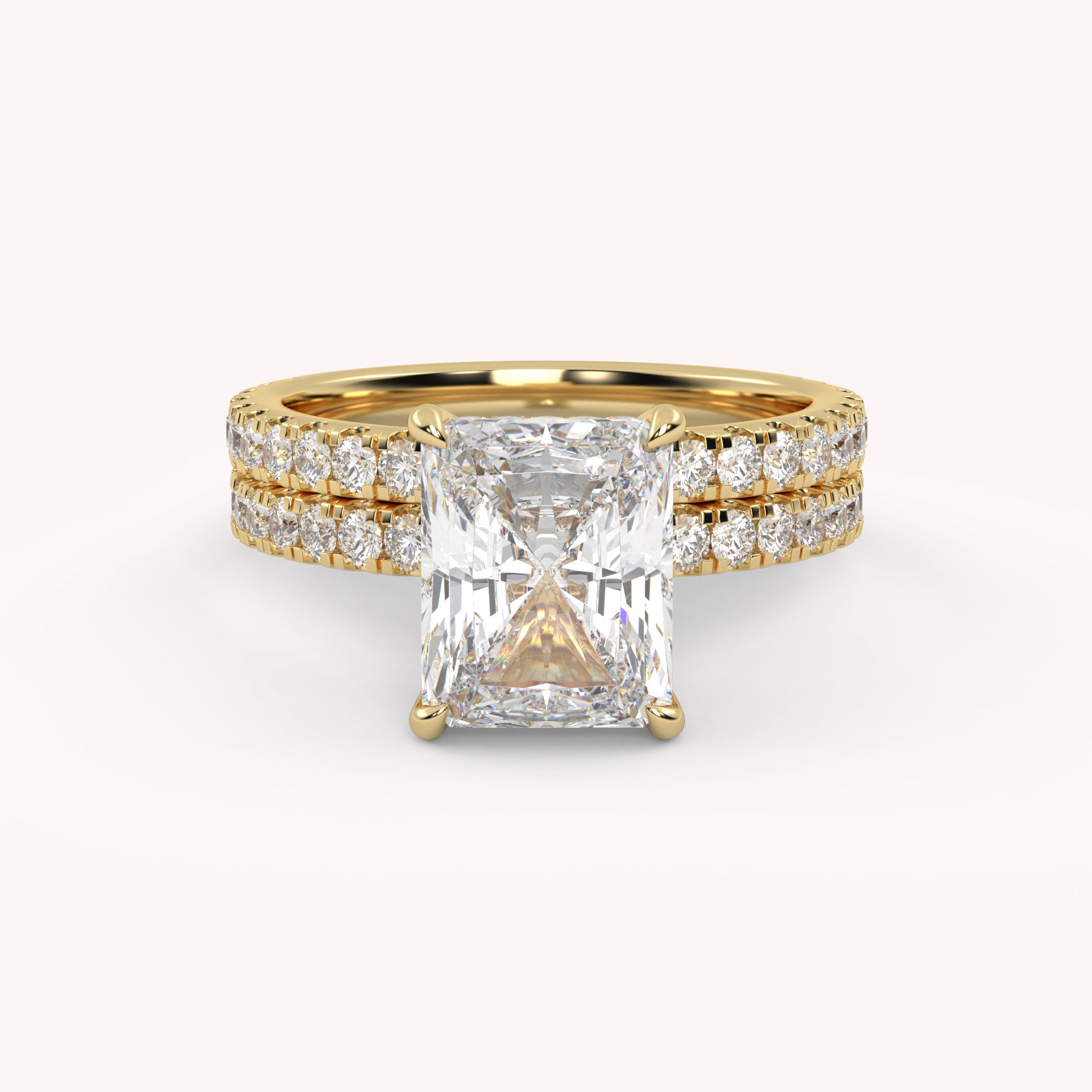 Radiant and Round IGI Certified Lab Grown Diamond Bridal Set Ring