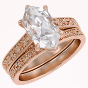 4.20 CT Vintage Inspired Filigree Bridal Ring Set with Hidden Halo Lab grown Diamond