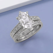 4.20 CT Vintage Inspired Filigree Bridal Ring Set with Hidden Halo Lab grown Diamond