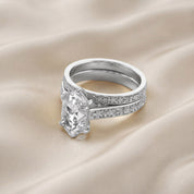 4.20 CT Vintage Inspired Filigree Bridal Ring Set with Hidden Halo Lab grown Diamond
