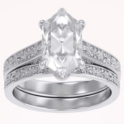 4.20 CT Vintage Inspired Filigree Bridal Ring Set with Hidden Halo Lab grown Diamond