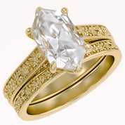 4.20 CT Vintage Inspired Filigree Bridal Ring Set with Hidden Halo Lab grown Diamond