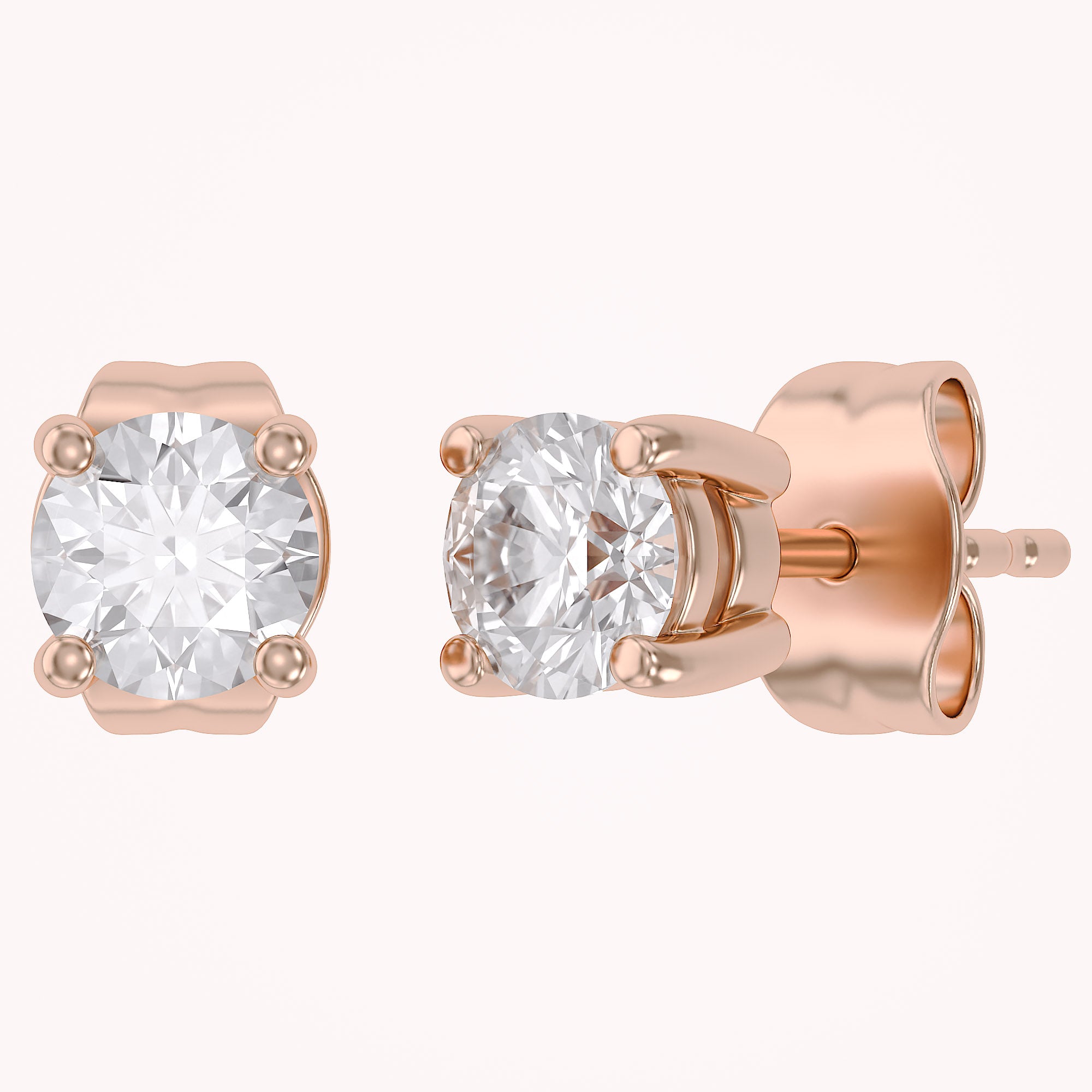 Birthstone Stud Earrings for Women, 4mm Round Simulated Gemstone Studs, Jewelry for Her (0.5 Ct)