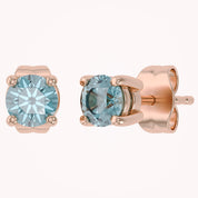 Birthstone Stud Earrings for Women, 4mm Round Simulated Gemstone Studs, Jewelry for Her (0.5 Ct)