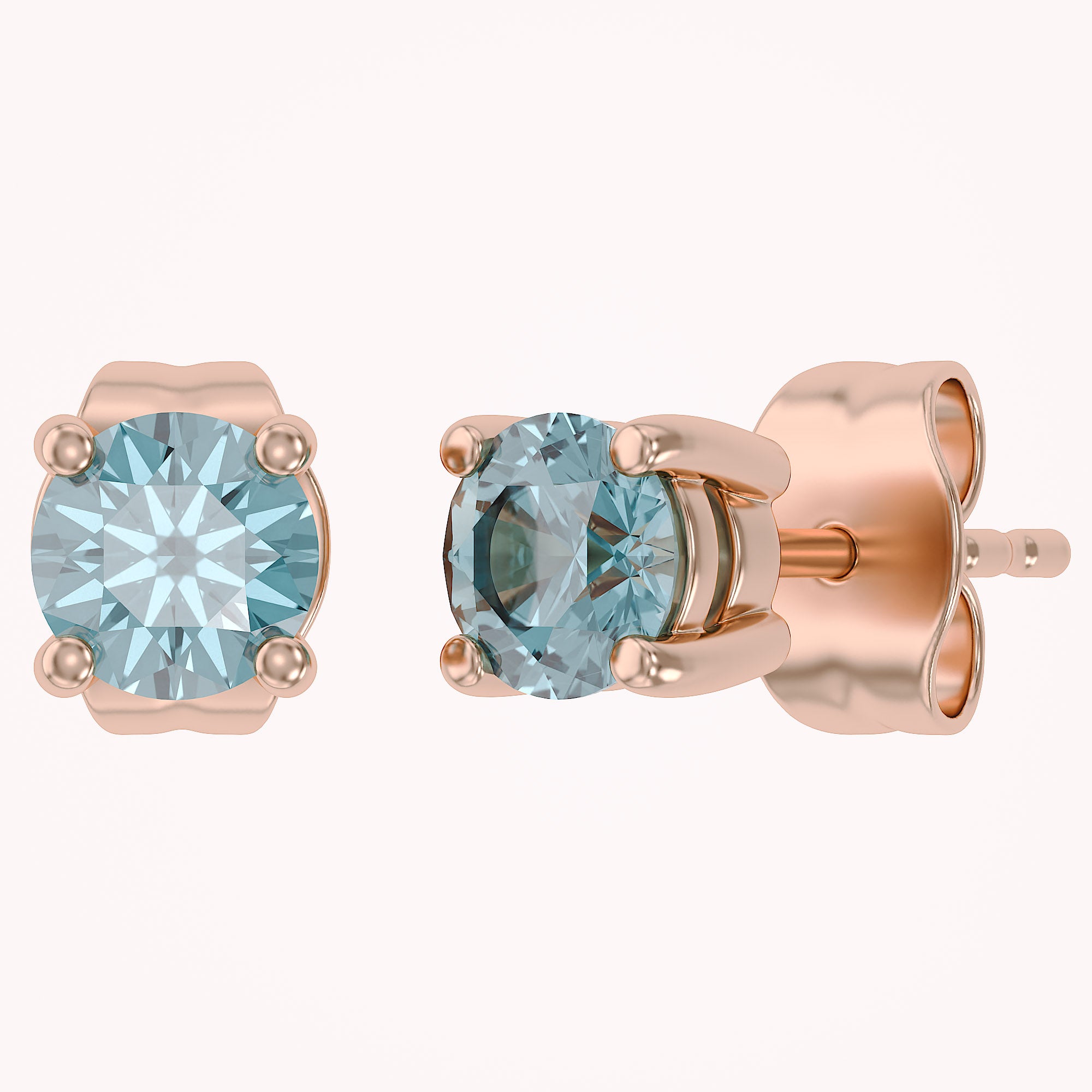 Birthstone Stud Earrings for Women, 4mm Round Simulated Gemstone Studs, Jewelry for Her (0.5 Ct)