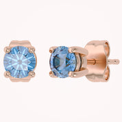 Birthstone Stud Earrings for Women, 4mm Round Simulated Gemstone Studs, Jewelry for Her (0.5 Ct)
