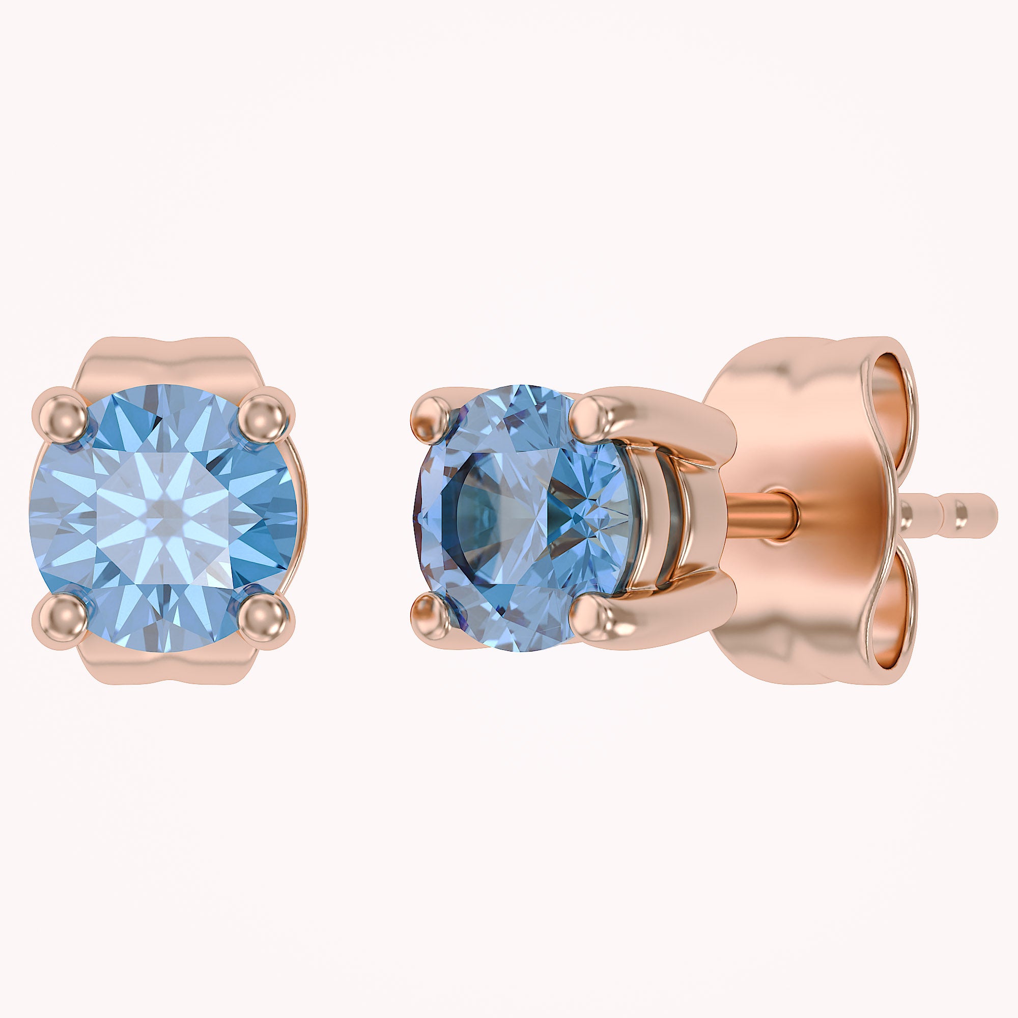 Birthstone Stud Earrings for Women, 4mm Round Simulated Gemstone Studs, Jewelry for Her (0.5 Ct)