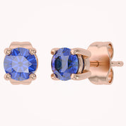 Birthstone Stud Earrings for Women, 4mm Round Simulated Gemstone Studs, Jewelry for Her (0.5 Ct)