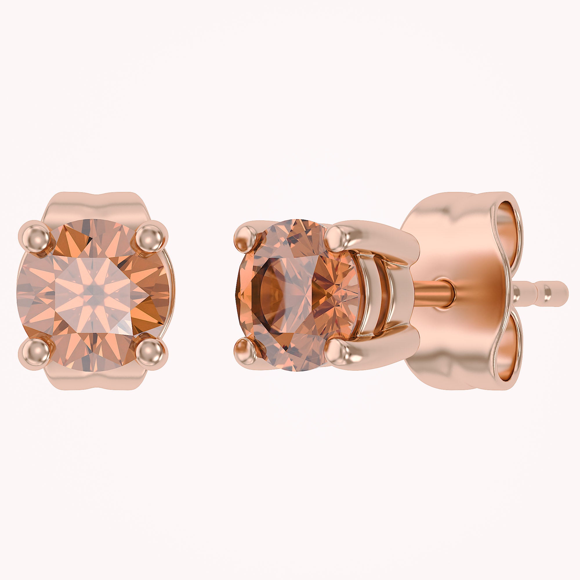 Birthstone Stud Earrings for Women, 4mm Round Simulated Gemstone Studs, Jewelry for Her (0.5 Ct)