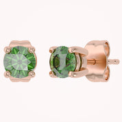 Birthstone Stud Earrings for Women, 4mm Round Simulated Gemstone Studs, Jewelry for Her (0.5 Ct)