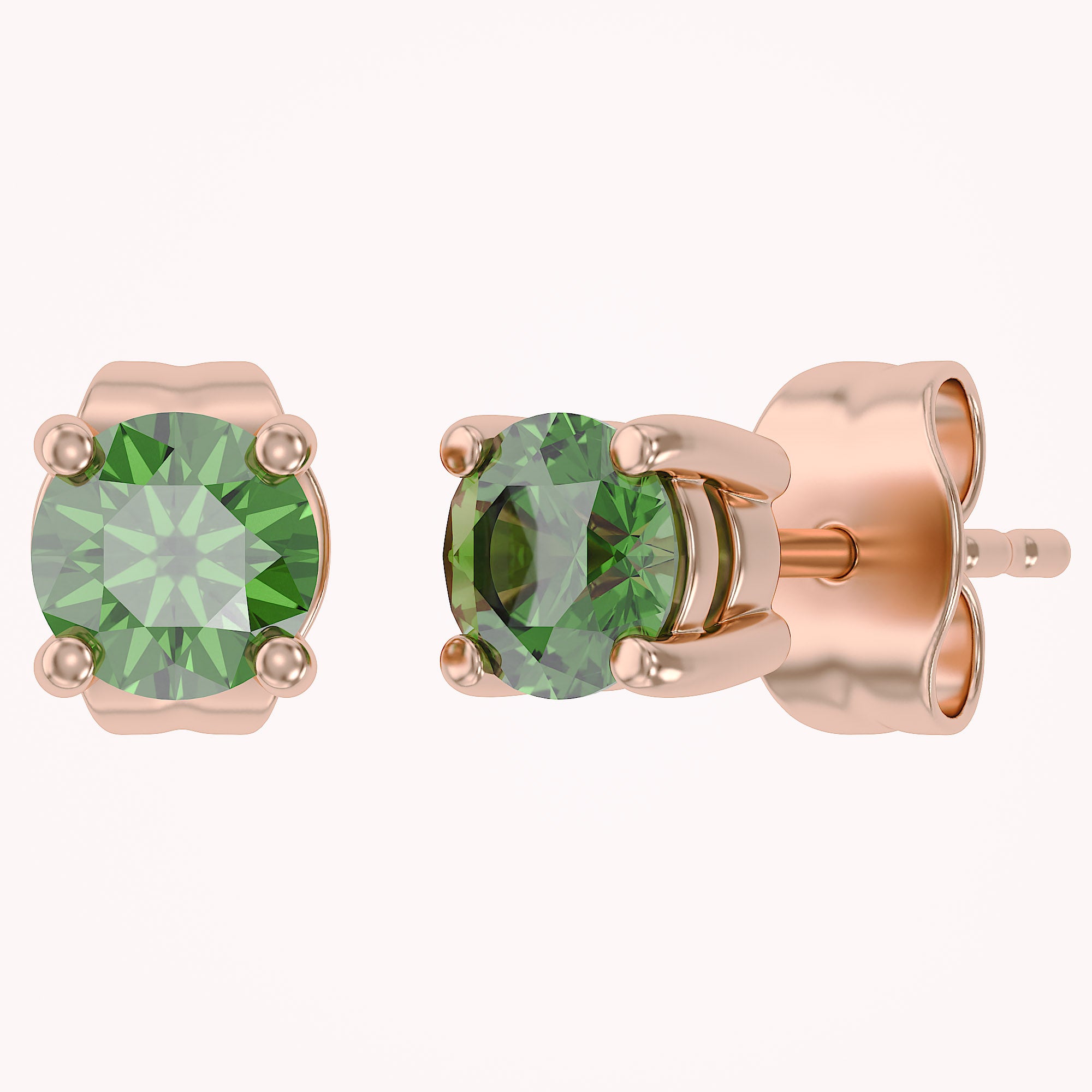 Birthstone Stud Earrings for Women, 4mm Round Simulated Gemstone Studs, Jewelry for Her (0.5 Ct)