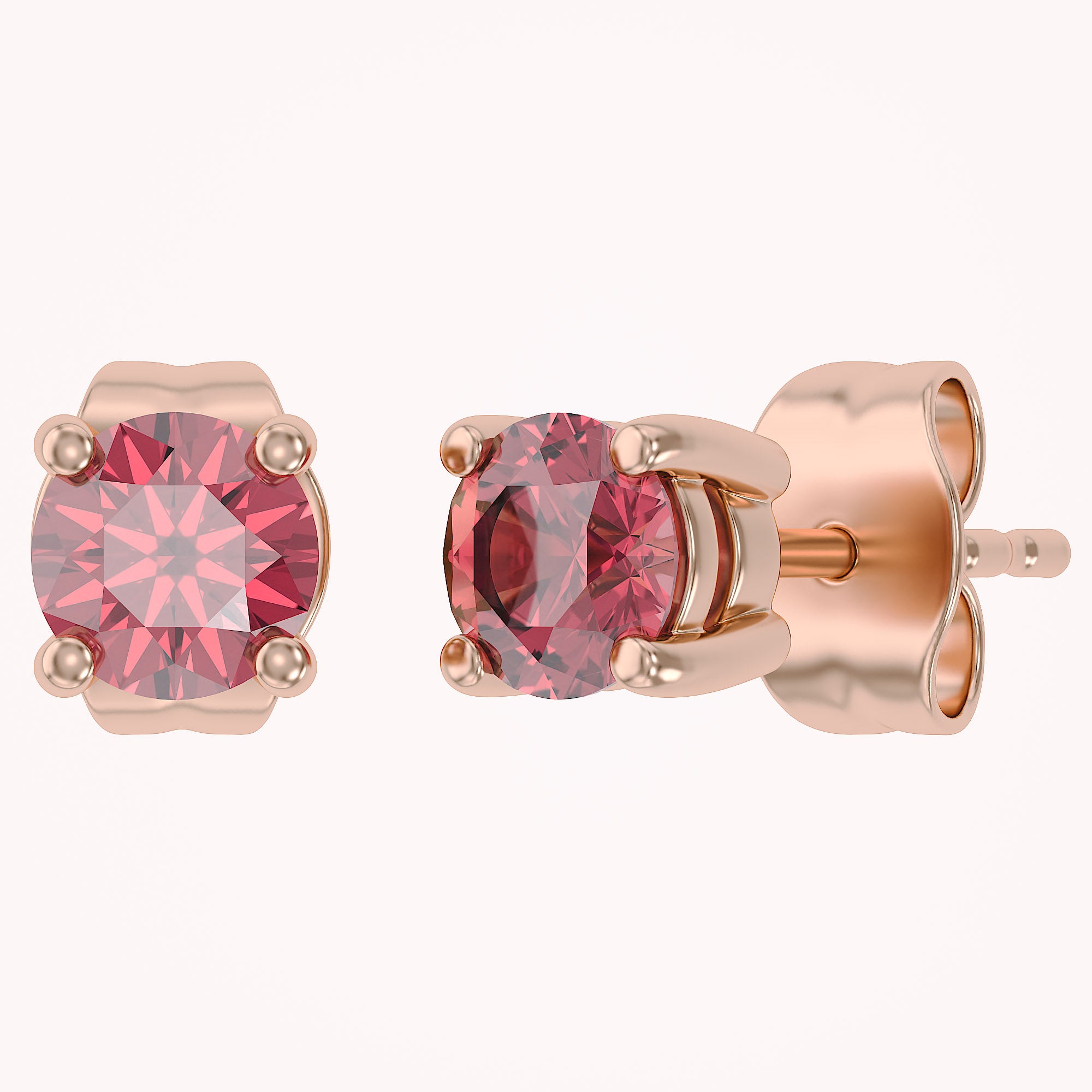 Birthstone Stud Earrings for Women, 4mm Round Simulated Gemstone Studs, Jewelry for Her (0.5 Ct)