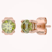 Birthstone Stud Earrings for Women, 4mm Round Simulated Gemstone Studs, Jewelry for Her (0.5 Ct)