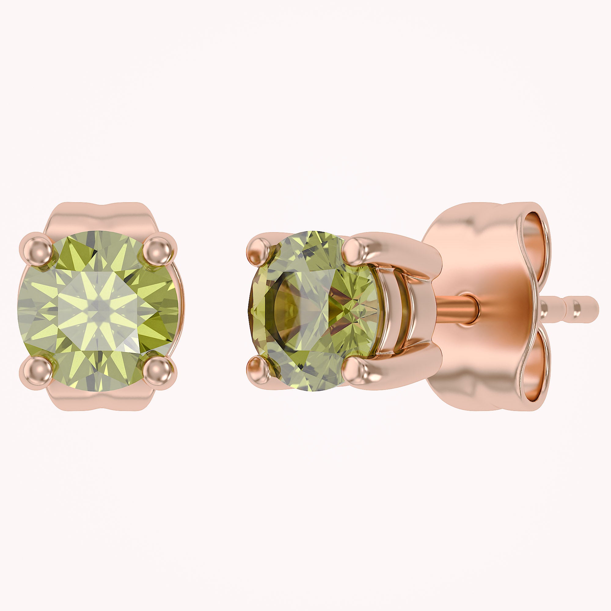 Birthstone Stud Earrings for Women, 4mm Round Simulated Gemstone Studs, Jewelry for Her (0.5 Ct)