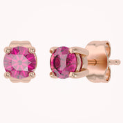 Birthstone Stud Earrings for Women, 4mm Round Simulated Gemstone Studs, Jewelry for Her (0.5 Ct)
