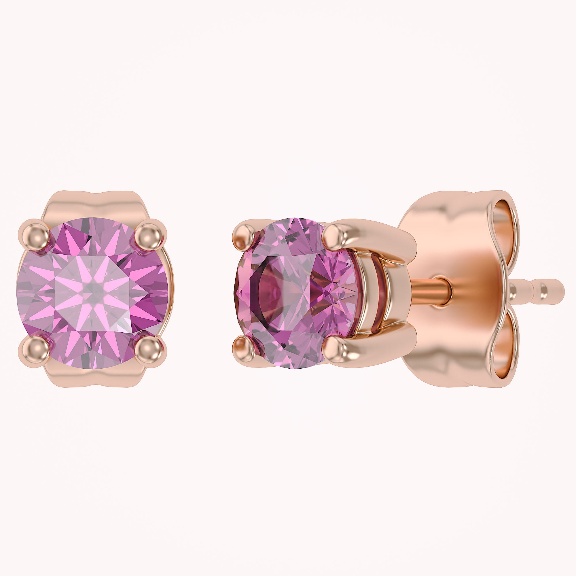 Birthstone Stud Earrings for Women, 4mm Round Simulated Gemstone Studs, Jewelry for Her (0.5 Ct)