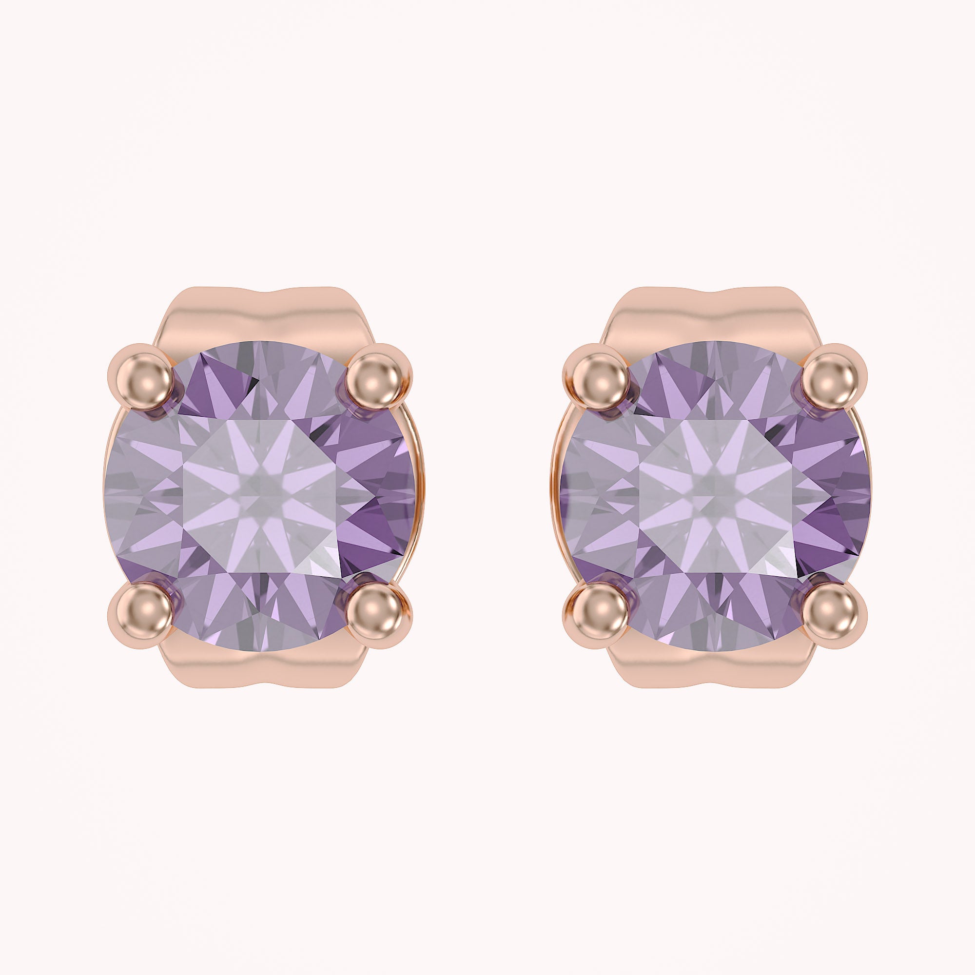 Birthstone Stud Earrings for Women, 4mm Round Simulated Gemstone Studs, Jewelry for Her (0.5 Ct)