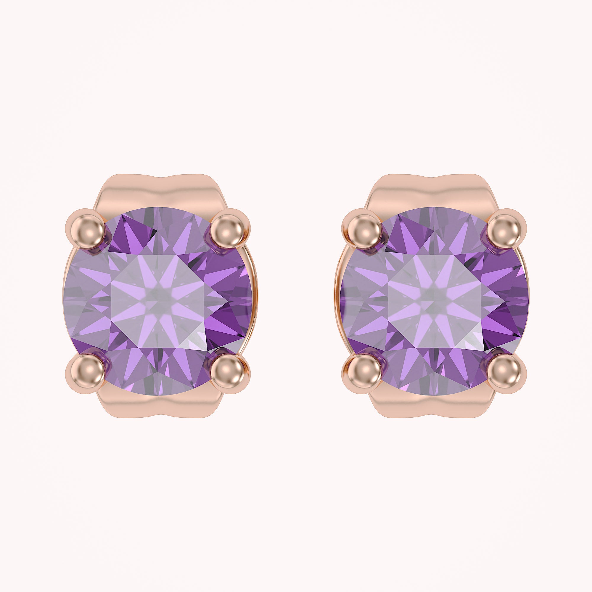 Birthstone Stud Earrings for Women, 4mm Round Simulated Gemstone Studs, Jewelry for Her (0.5 Ct)