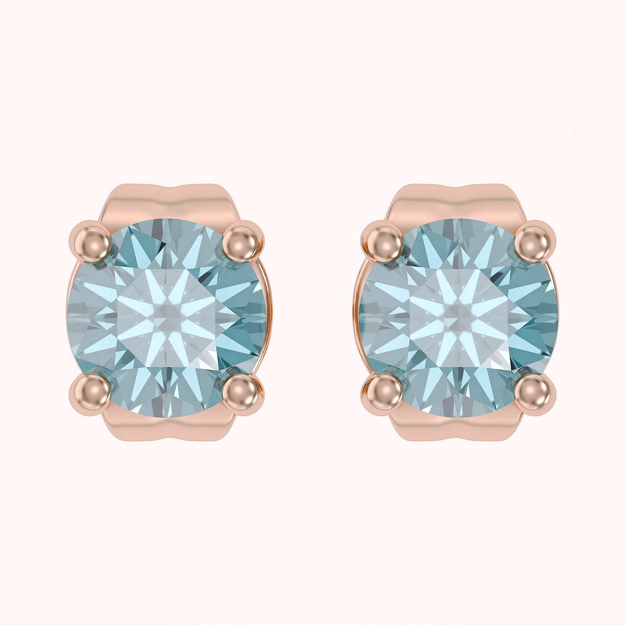 Birthstone Stud Earrings for Women, 4mm Round Simulated Gemstone Studs, Jewelry for Her (0.5 Ct)