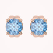 Birthstone Stud Earrings for Women, 4mm Round Simulated Gemstone Studs, Jewelry for Her (0.5 Ct)