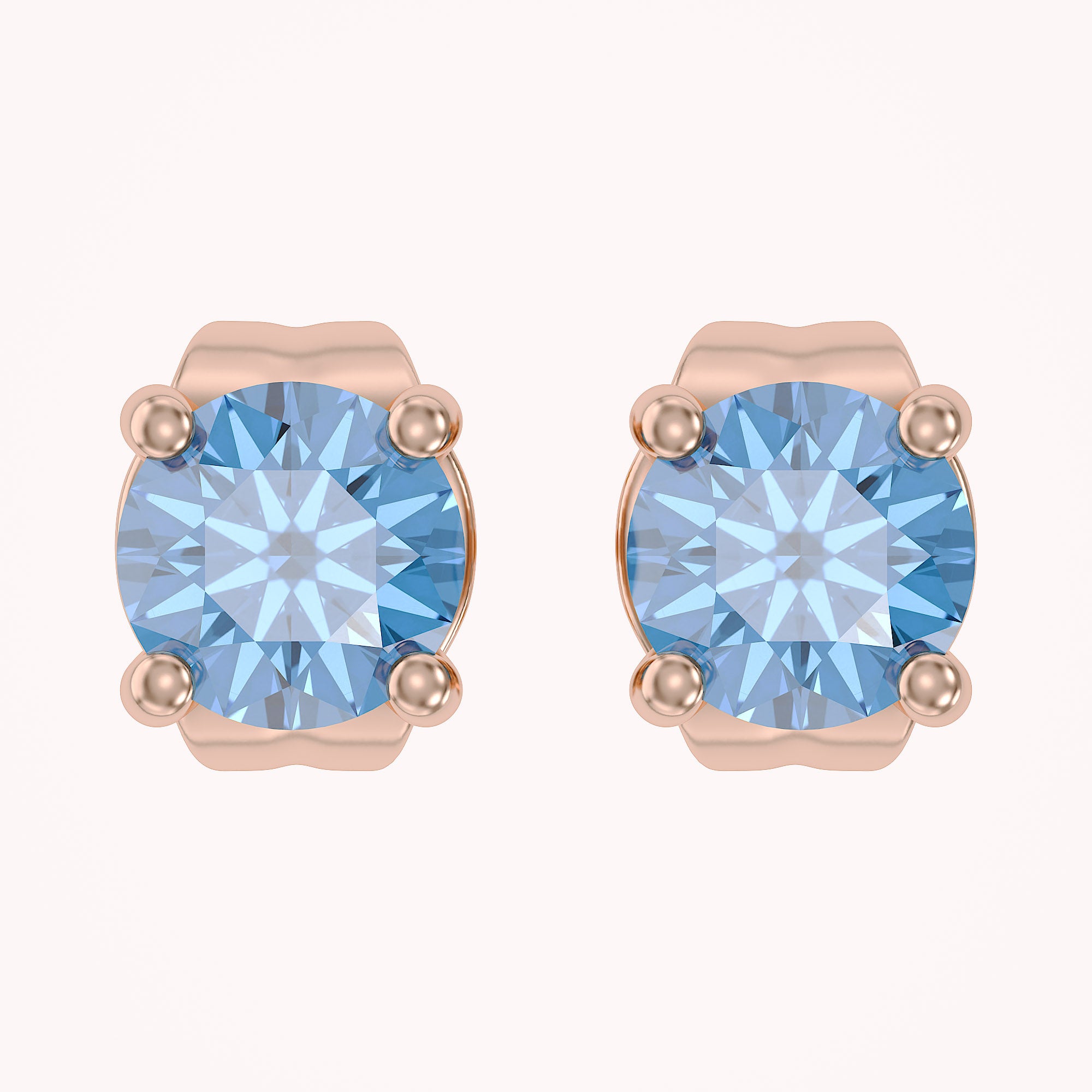 Birthstone Stud Earrings for Women, 4mm Round Simulated Gemstone Studs, Jewelry for Her (0.5 Ct)