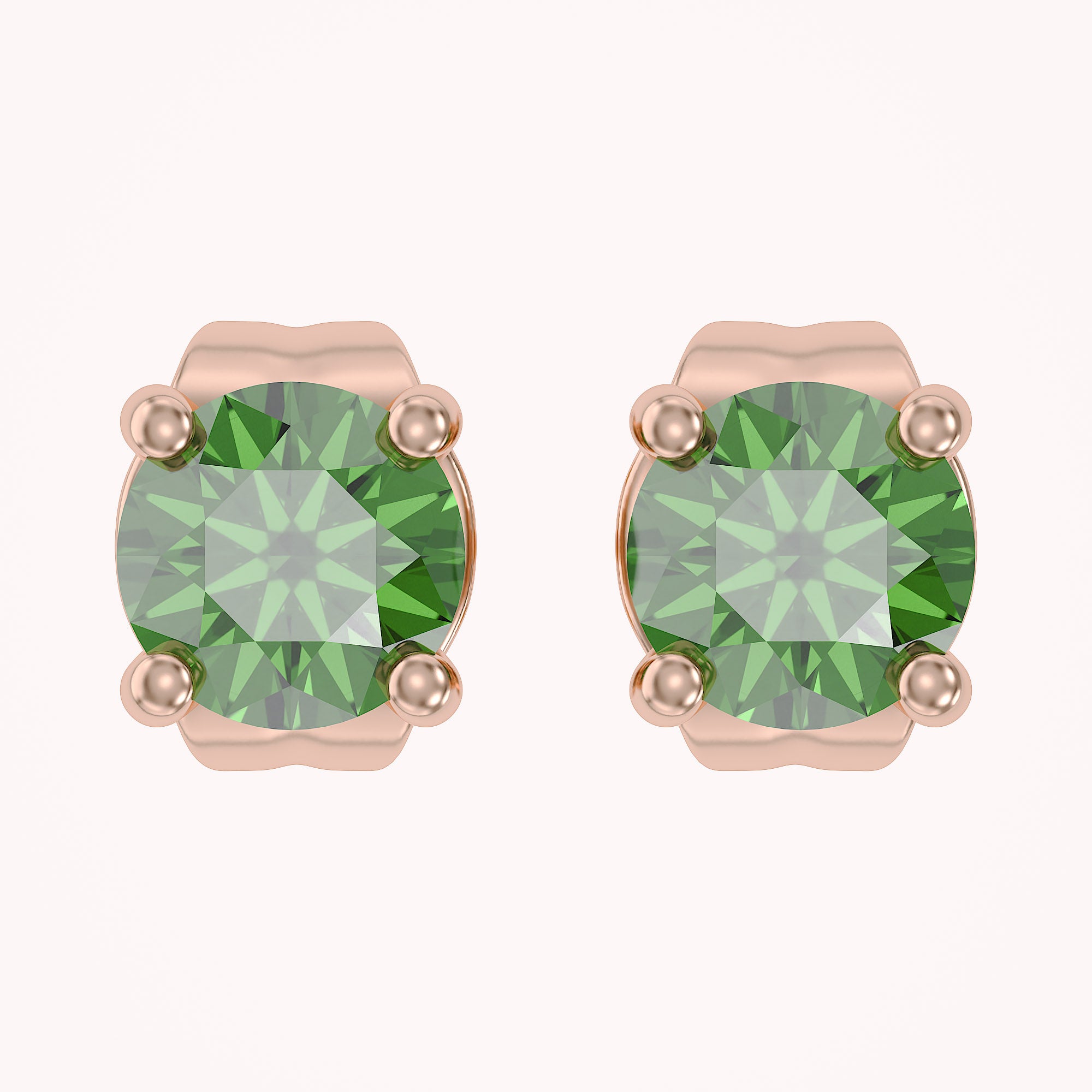 Birthstone Stud Earrings for Women, 4mm Round Simulated Gemstone Studs, Jewelry for Her (0.5 Ct)