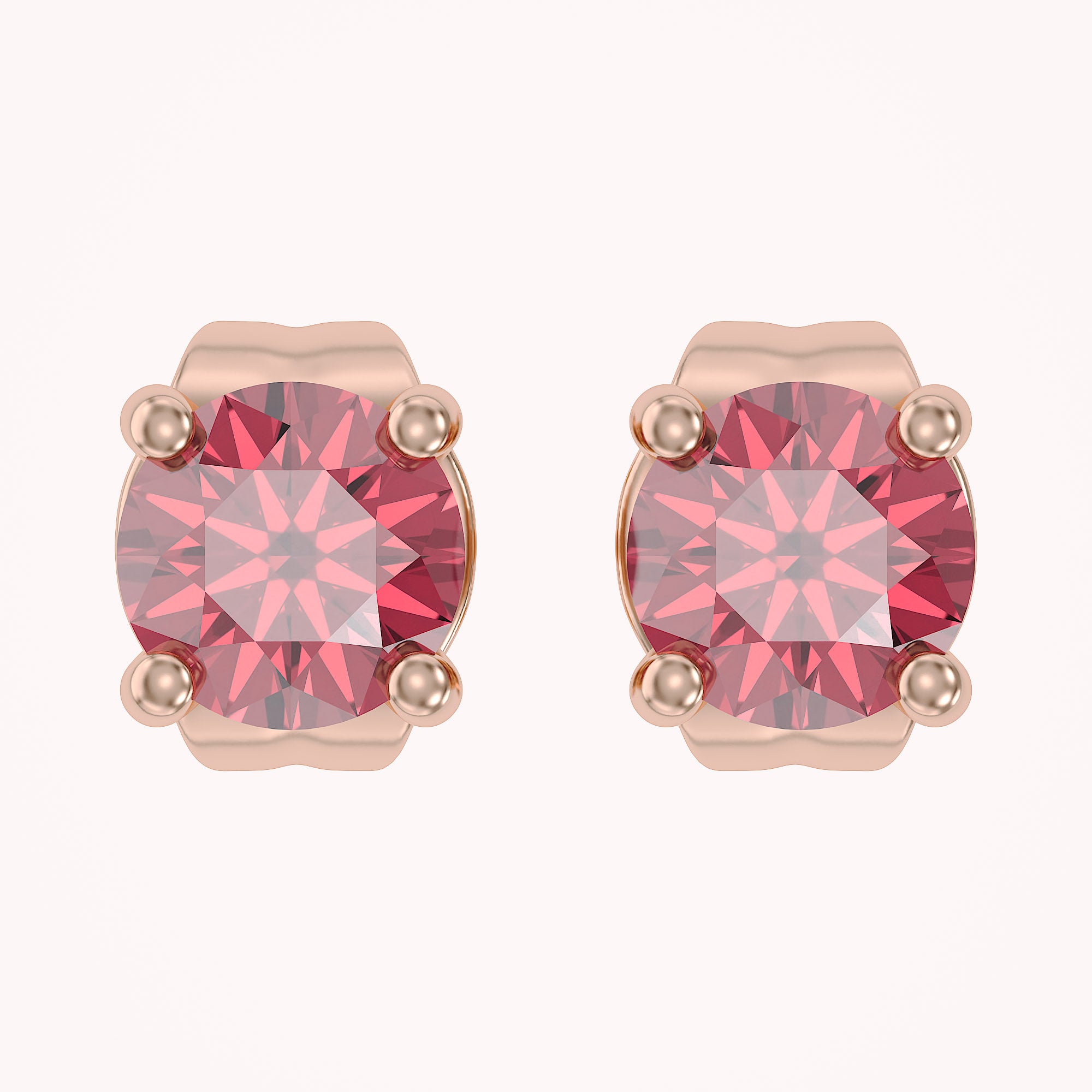 Birthstone Stud Earrings for Women, 4mm Round Simulated Gemstone Studs, Jewelry for Her (0.5 Ct)