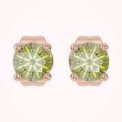 Birthstone Stud Earrings for Women, 4mm Round Simulated Gemstone Studs, Jewelry for Her (0.5 Ct)